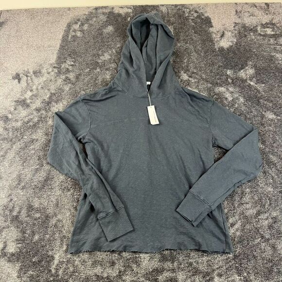 James Perse Pullover Hoodie Sweatshirt Supima Cotton Lightweight Raw Hem 1 NWT - Picture 1 of 11